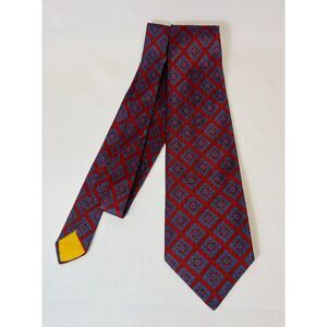 Vintage Wemlon Wembley Red Blue Diamond Neck Wide Tie 1950s
